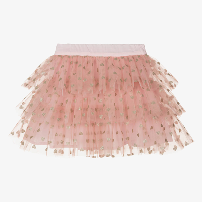 Phi Clothing Kids' Girls Pink Tulle Heart Print Skirt