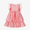 PHI CLOTHING GIRLS PINK EMBROIDERED TULLE DRESS
