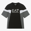 EA7 EA7 EMPORIO ARMANI TEEN BOYS BLACK COTTON T-SHIRT
