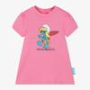 EMPORIO ARMANI GIRLS PINK ORGANIC COTTON SMURFS DRESS