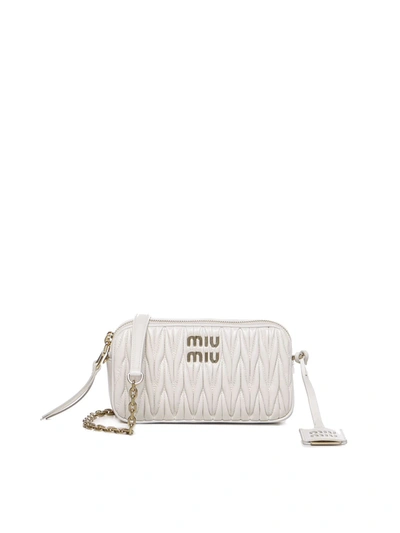 Miu Miu Mini Bag In Quilted Nappa Leather In White