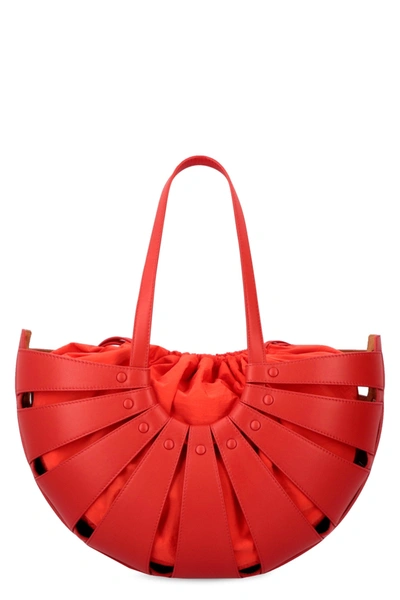 Bottega Veneta Shell Shoulder Bag In Red
