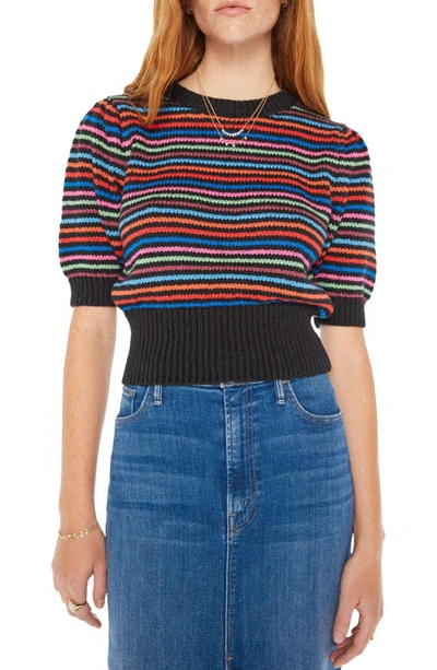 MOTHER THE POWDER PUFF STRIPE SHORT SLEEVE SWEATER