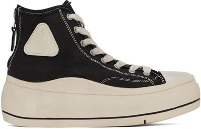 R13 Black Kurt High Top Sneakers In Black Canvas