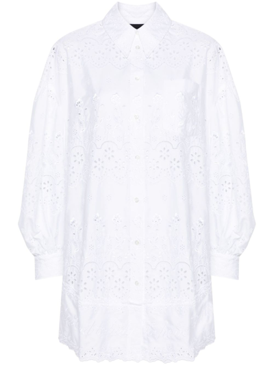 Simone Rocha Broderie-anglaise Cotton Shirt Dress In White