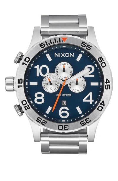 Nixon 51-30 Chronograph Bracelet Watch, 51mm In Silver / Midnight