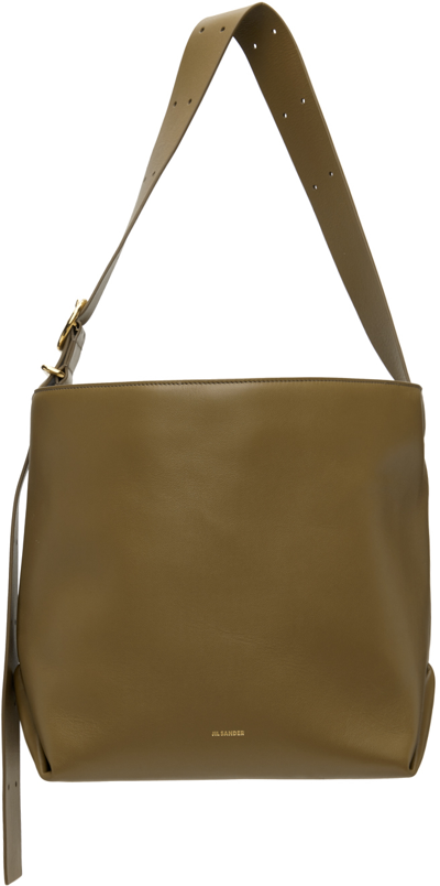 Jil Sander Khaki Folded Medium Tote In 922 Honey Blonde