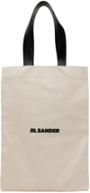 JIL SANDER BEIGE FLAT SHOPPER LARGE TOTE