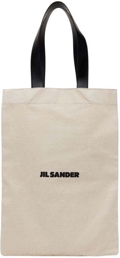 Jil Sander Oversized Cotton Tote Bag In Neutrals