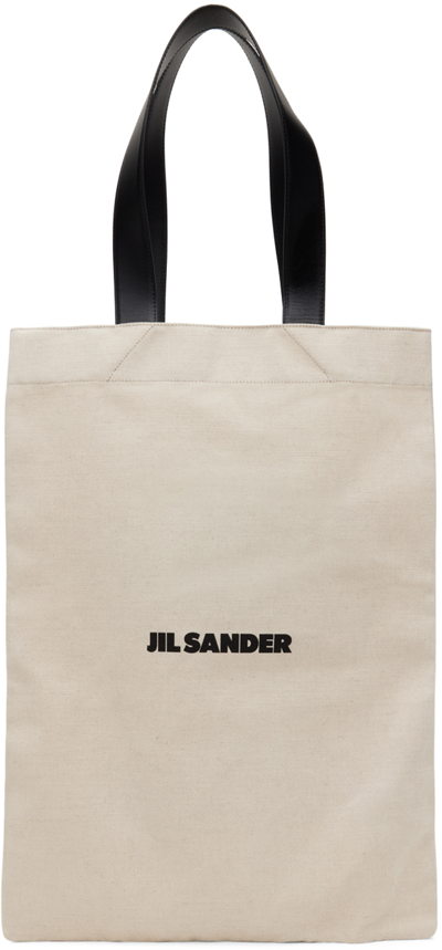 Jil Sander Beige Flat Shopper Large Tote In Neutral