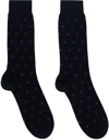 FERRAGAMO NAVY MEDIUM GANCINI JACQUARD SOCKS