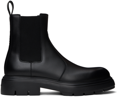 Ferragamo Black Leather Chelsea Boots In Nero