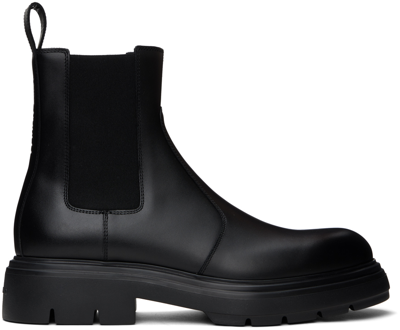 Ferragamo Chunky Sole Leather Chelsea Boots In Nero/nero/nero