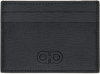 Ferragamo Black Gancini Credit Card Holder In Nero Dark Rain