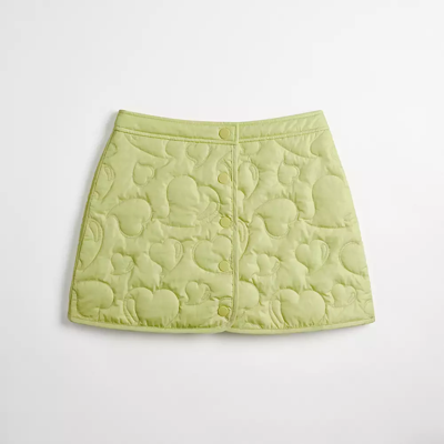 Coach Topia Loop Quilted Heart Mini Skirt In Pale Lime