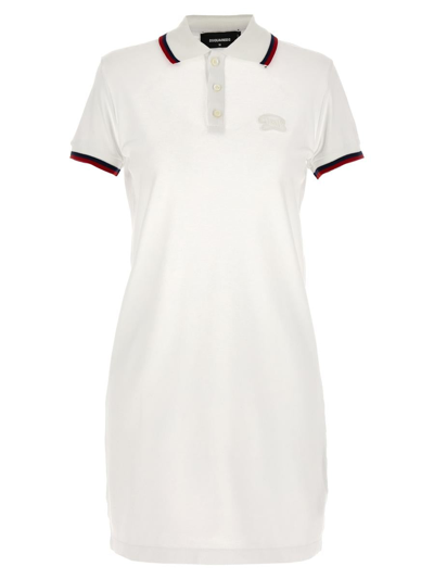 Dsquared2 Maxi Cut Out Polo Dress In White