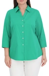 FOXCROFT MARY NON-IRON STRETCH COTTON BUTTON-UP SHIRT