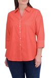 FOXCROFT MARY NON-IRON STRETCH COTTON BUTTON-UP SHIRT