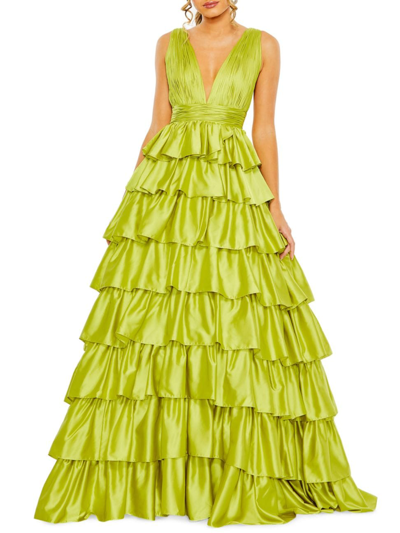 Mac Duggal Women's Plunge Ruffled Gown In Green