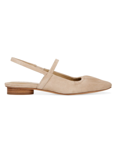 Vince Venice Suede Slingback Ballerina Flats In Dune Beige Suede