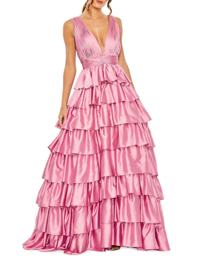 MAC DUGGAL WOMEN'S PLUNGE RUFFLED GOWN