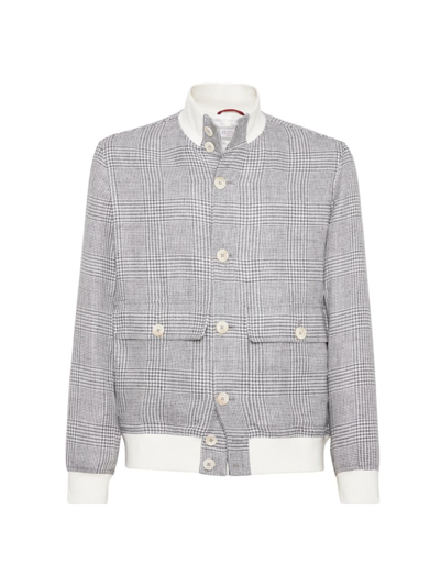 Brunello Cucinelli Bomber Jacket In White,grey