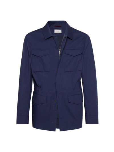 Brunello Cucinelli Men's Lightweight Water Resistant Techno Cotton Field Jacket In Night