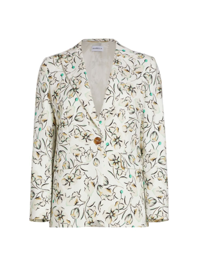 Marella Women's Zuara Floral Stretch Cotton Blazer In Green