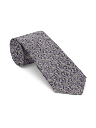 Brunello Cucinelli Men's Silk Tie With Geometric Design In Brown