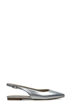 Yosi Samra Vera Pointed Toe Slingback Flat In Silver Metallic