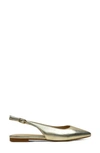 Yosi Samra Vera Pointed Toe Slingback Flat In Light Gold Metallic