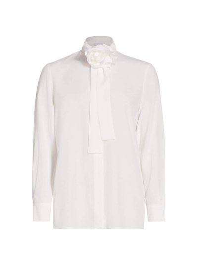 Marella Women's Sauro Flower Crepe De Chine Blouse In White