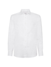 BRUNELLO CUCINELLI MEN'S PALM JACQUARD LINEN AND COTTON EASY FIT SHIRT WITH SPREAD COLLAR