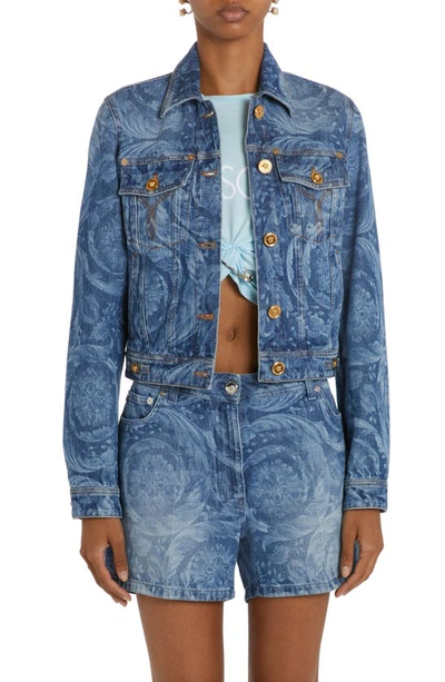 Versace Barocco Stone Washed Denim Jacket In Default Title