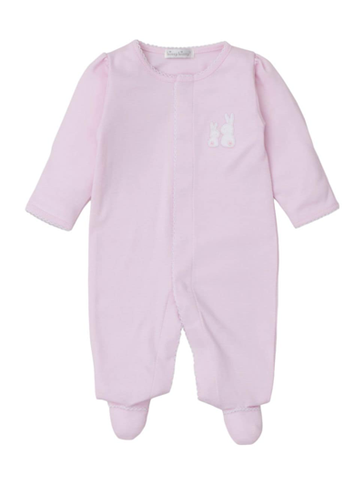 Kissy Kissy Baby Girl's Cotton Bunny Embroidered Footie In Pink