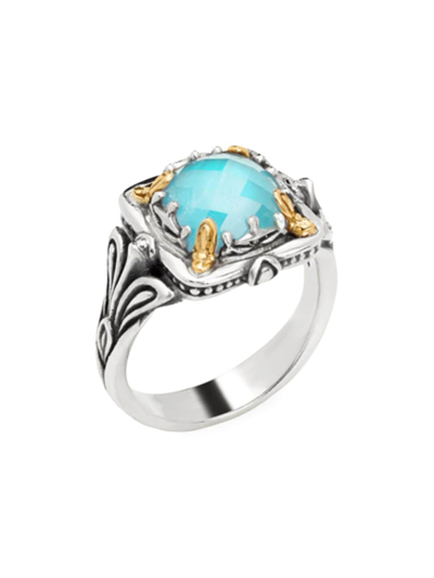 Konstantino Women's Azura Silver, 18k Gold & Turquoise Doublet Ring