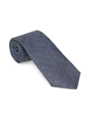 Brunello Cucinelli Men's Silk Tie With Geometric Design In Navy Blue