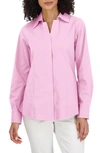Foxcroft Sanda Cotton Blend Button-up Shirt In Bubblegum