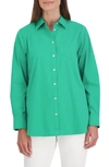 FOXCROFT FOXCROFT OVERSIZE COTTON BLEND BUTTON-UP SHIRT