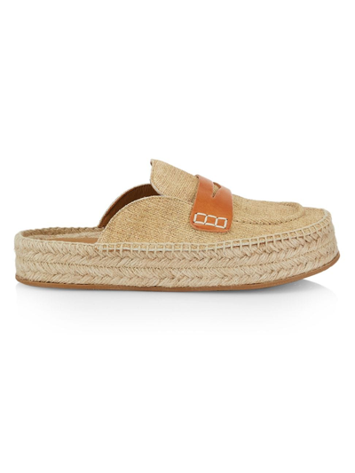 Jw Anderson Women's Printed Leather Espadrille Loafers In Natural