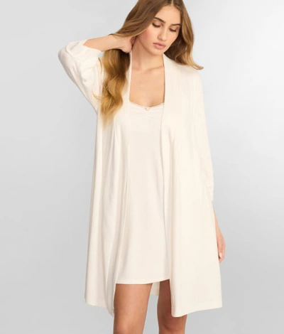 Pj Salvage Pointelle Hearts Knit Robe In Ivory