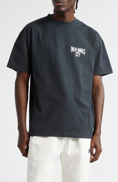 Palm Angels Cotton Logo T-shirt In Grey
