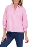 Foxcroft Sanda Cotton Blend Button-up Shirt In Bubblegum