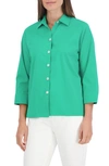 Foxcroft Mary Button-up Blouse In Kelly Green