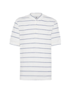 Brunello Cucinelli Men's Striped Jersey Henley Collar T-shirt In Blue White
