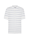 Brunello Cucinelli Short Sleeve Henley Shirt In Blue White