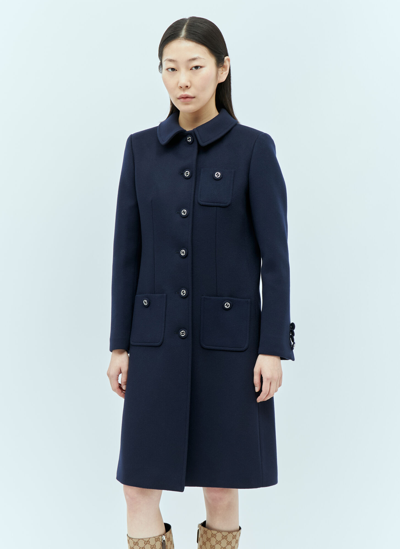 Gucci Wool Coat In Blue