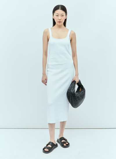 Chloé Ribbed Cotton Jersey Logo Midi Dress In White