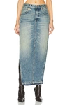 R13 Side Slit Denim Skirt In Clinton Blue