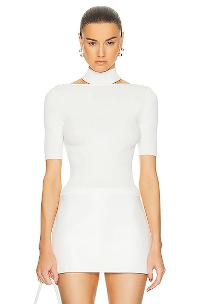 Cult Gaia Brianna Short Sleeve Knit Top In Off White